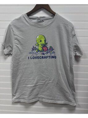 TEE Turtle T-Shirt Love Crafting Lovecraft Cthulhu Doodle T Shirt Gray Womens XL